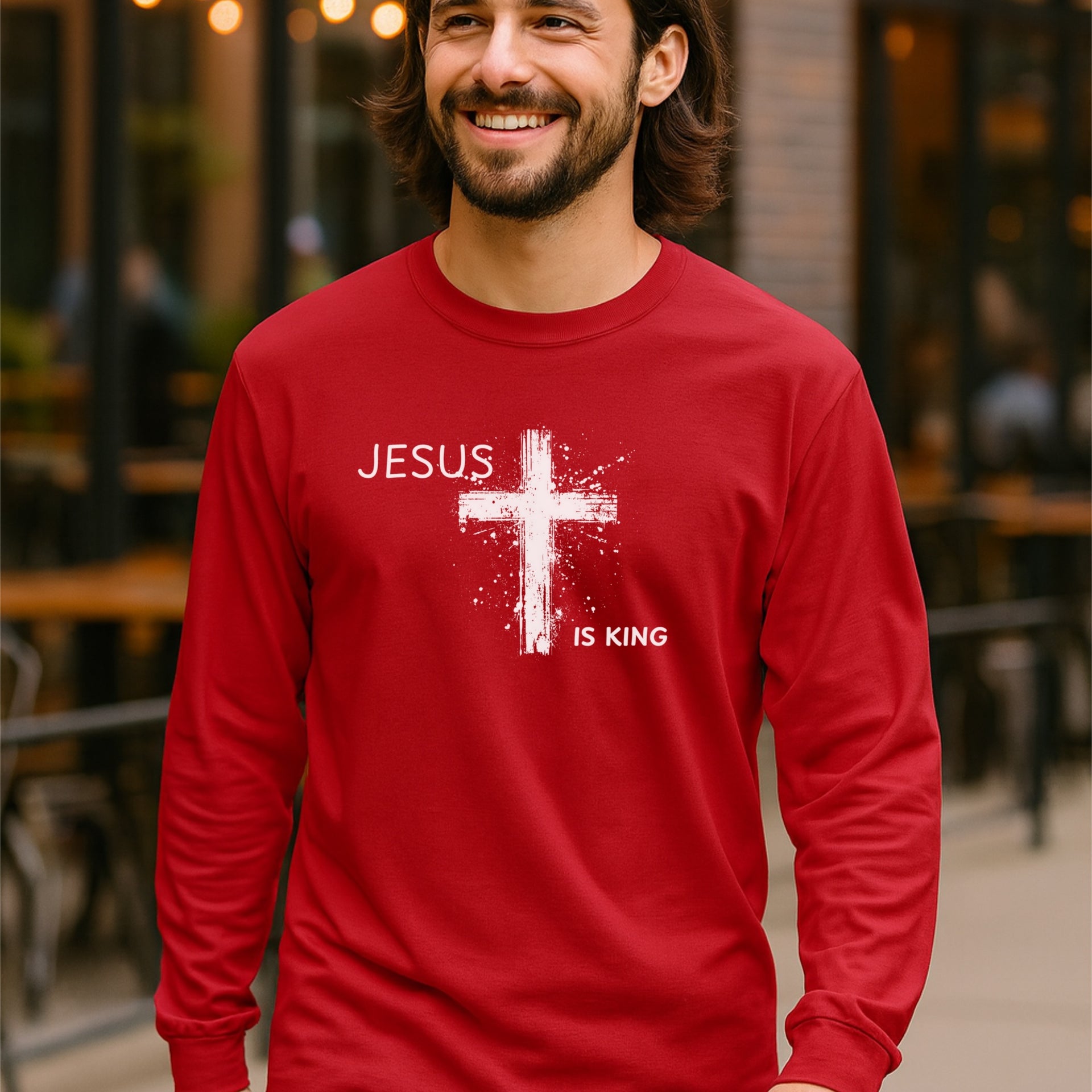 Jesus is King Unisex Relaxed Fit Long Sleeve T-Shirt - My Faith My Father