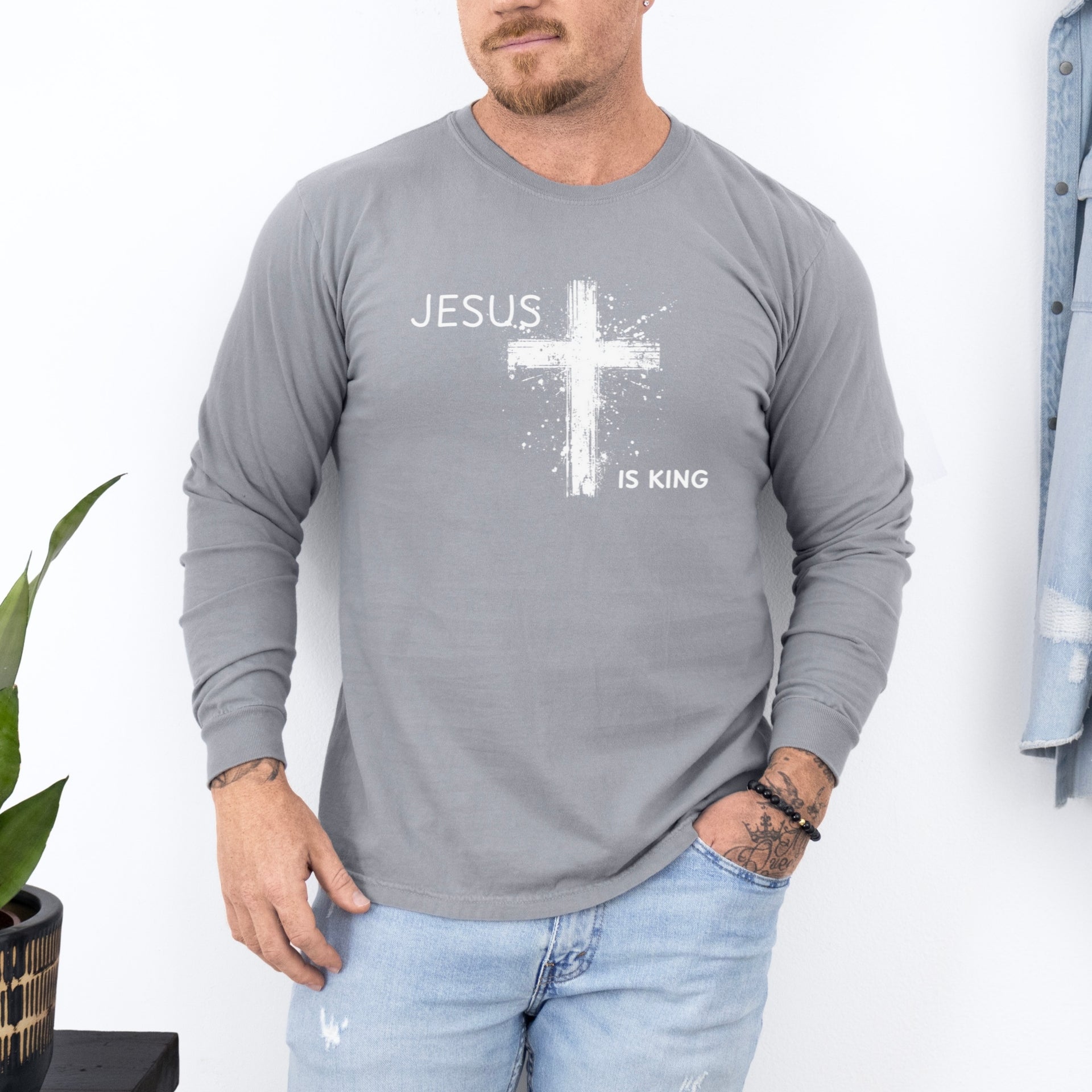 Jesus is King Unisex Relaxed Fit Long Sleeve T-Shirt - My Faith My Father
