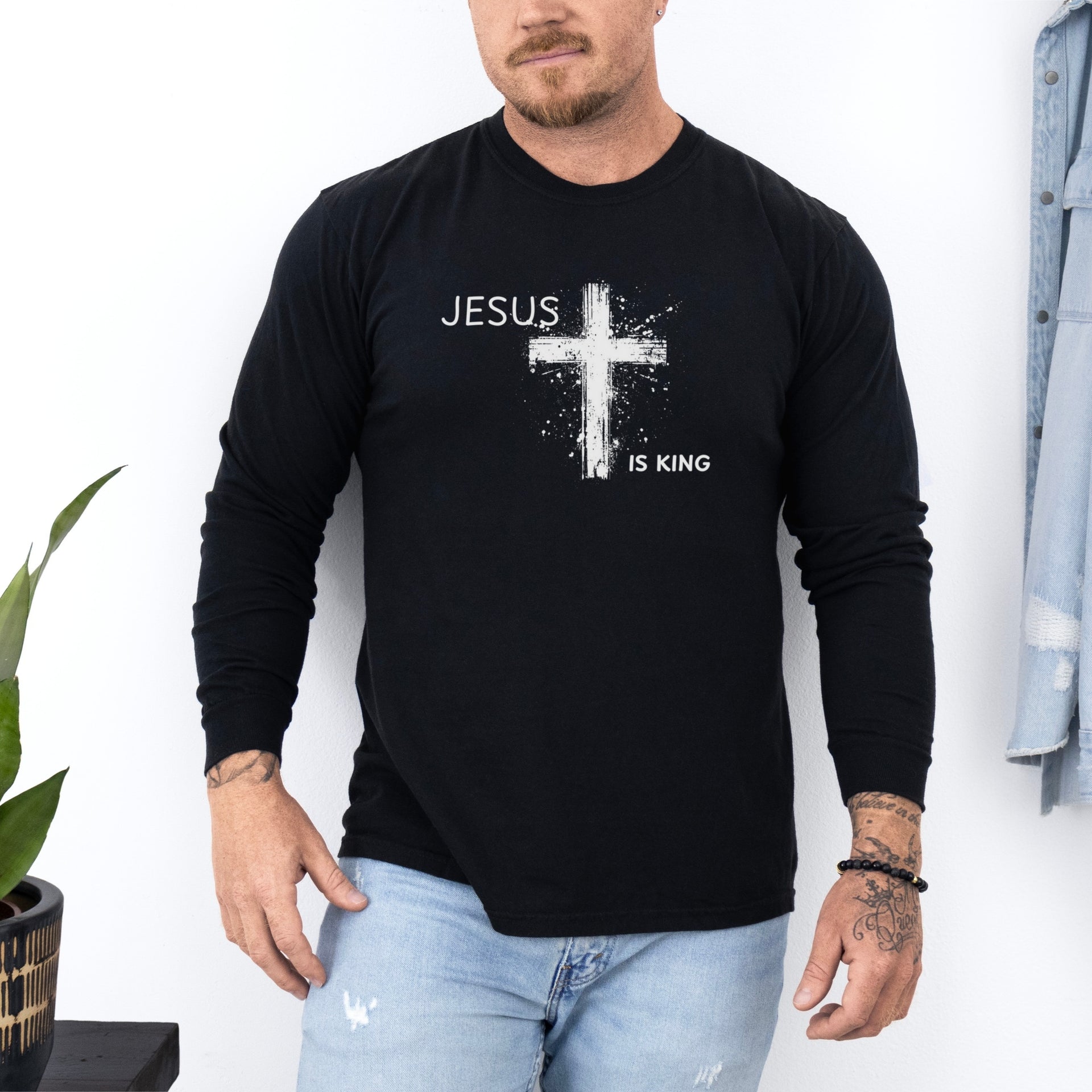 Jesus is King Unisex Relaxed Fit Long Sleeve T-Shirt - My Faith My Father