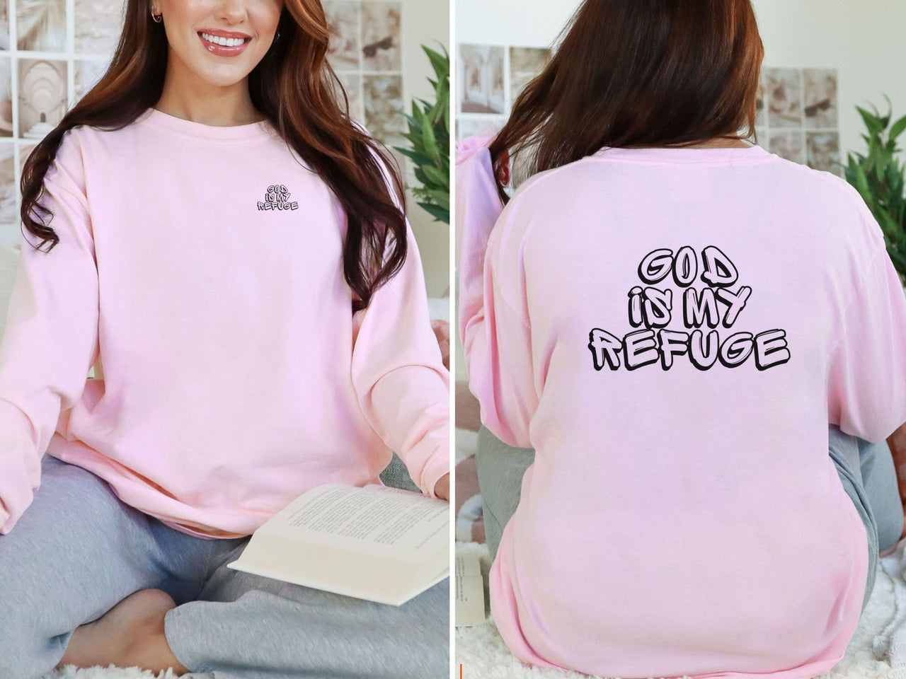God is My Refuge Unisex Relaxed Fit Long Sleeve T-Shirt
