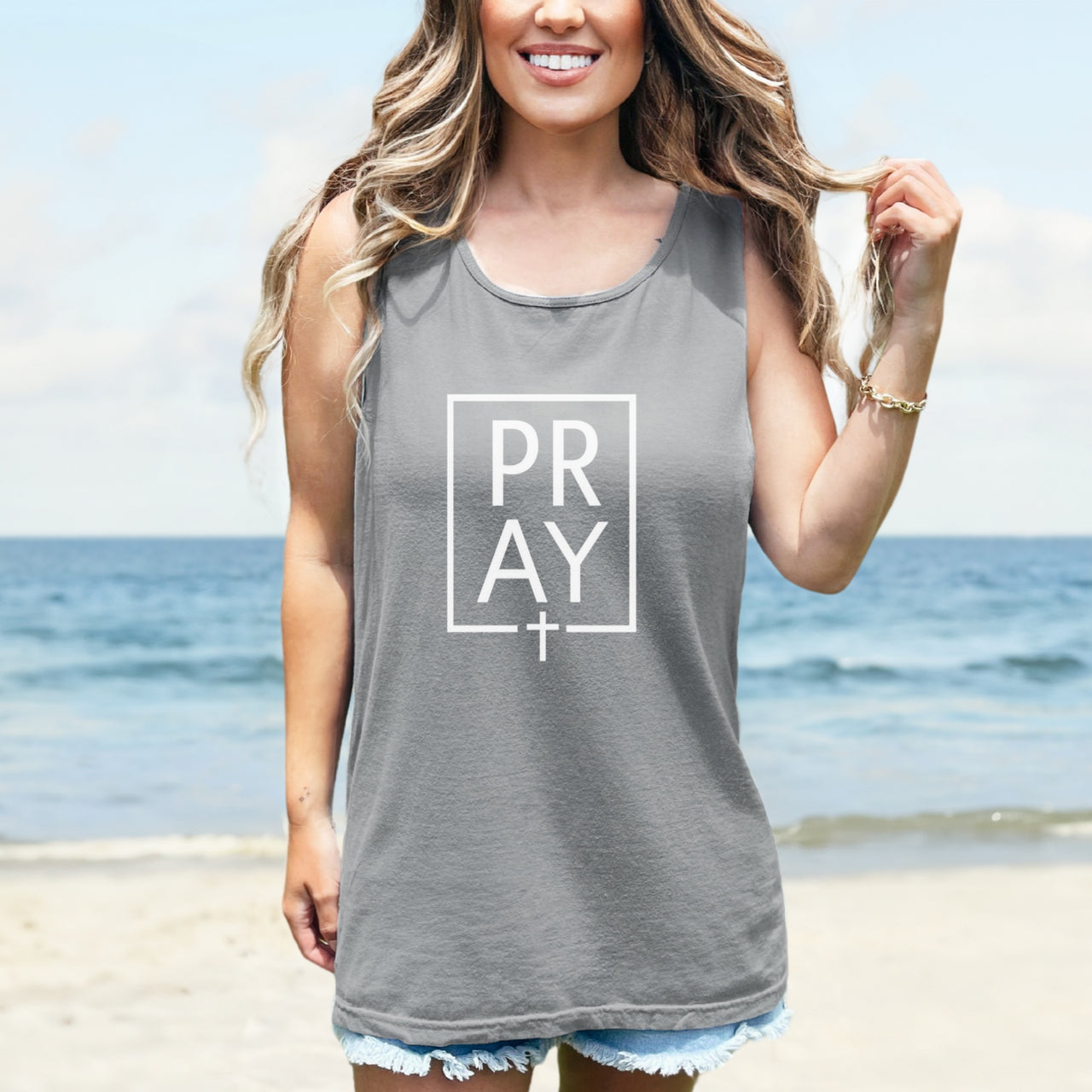 Pray + Cross Unisex Relaxed Fit Tank Top