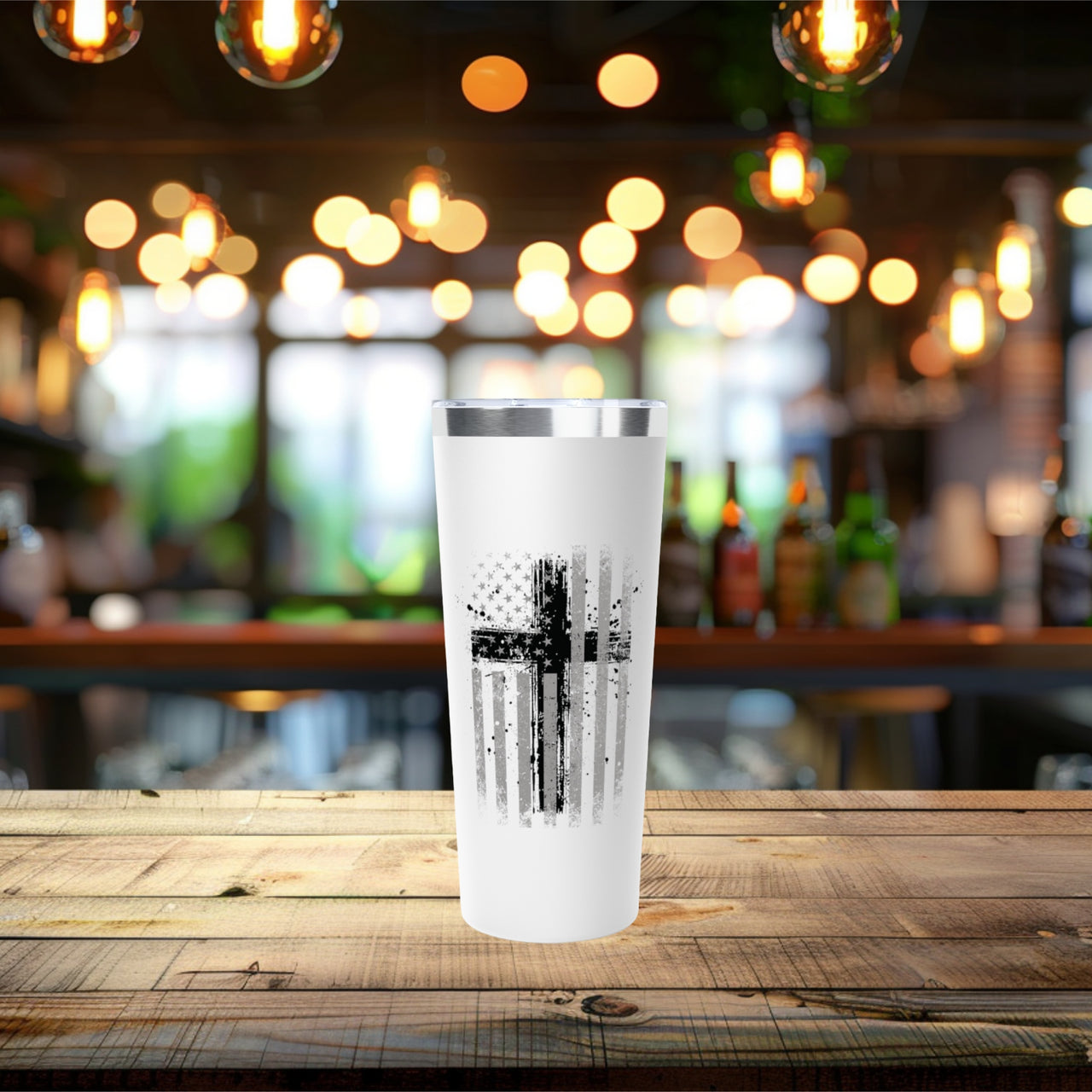 Flag With Cross 22oz Copper Vacuum Insulated Tumbler