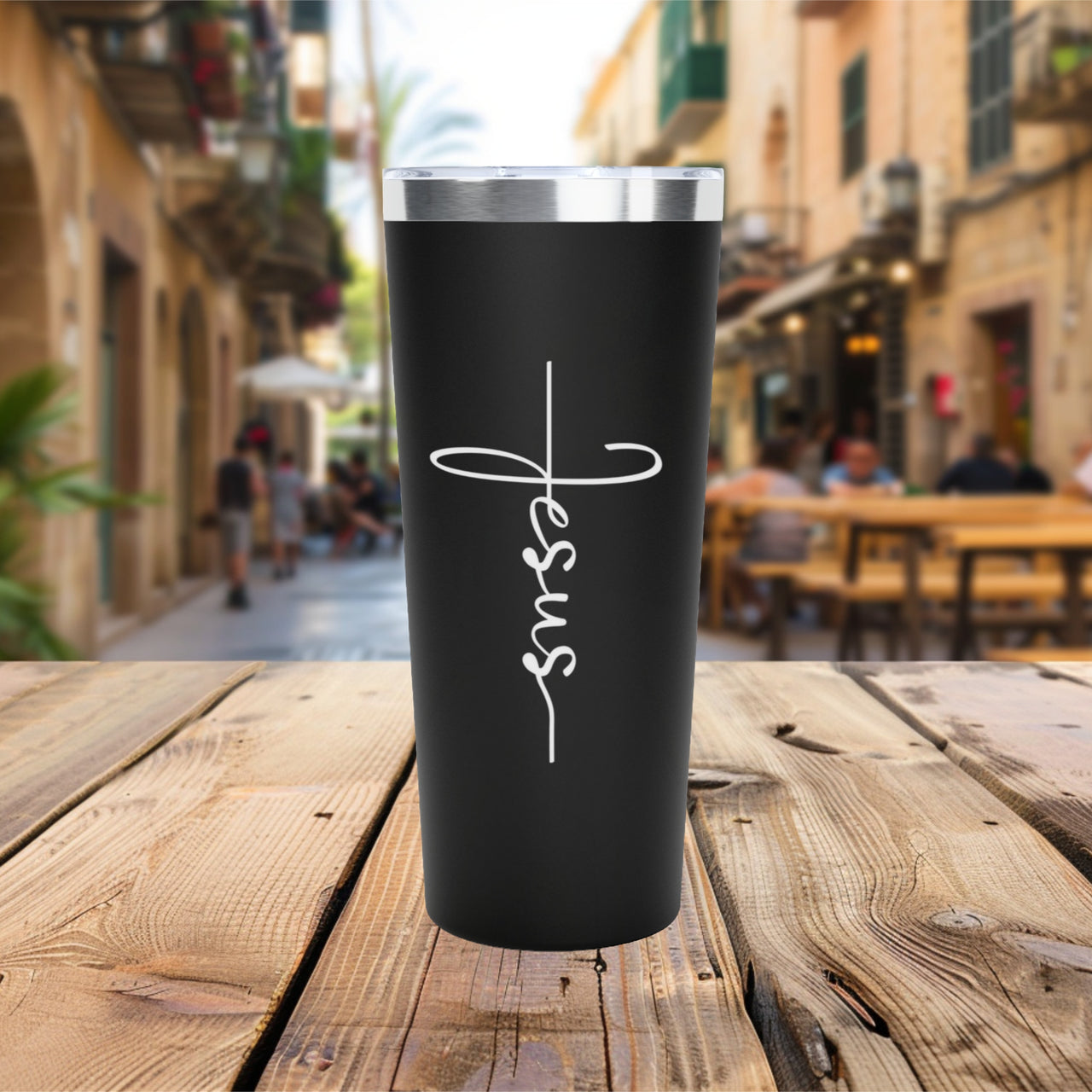 Jesus Cross Copper Tumbler, 22oz Insulated Cup with Religious Design, Gift for Faithful, Blessed Drinkware, Easter Communion Cup,