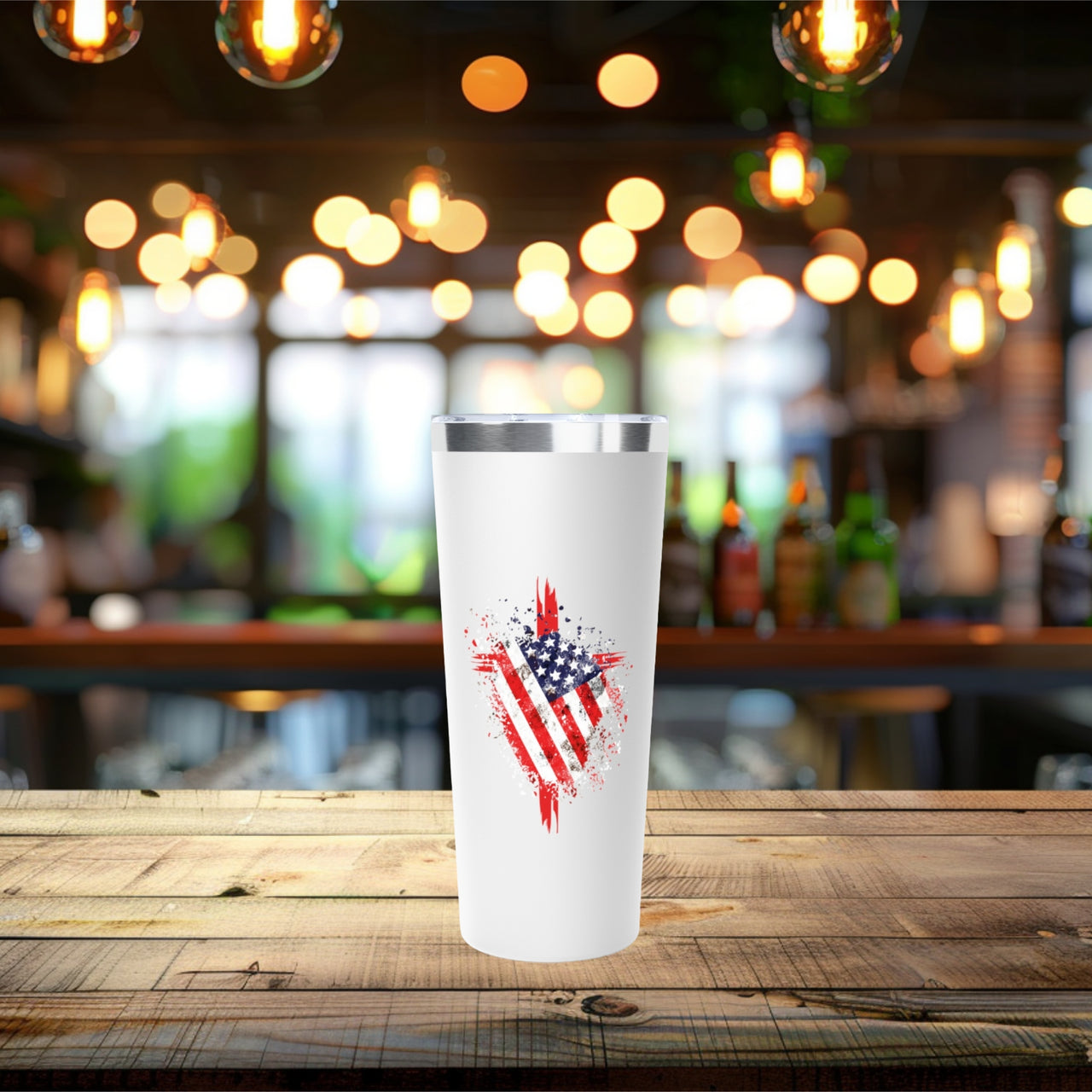 Flag Wrapped Cross Stainless Steel Tumbler, Patriotic Cup, 22oz Insulated Mug, Christian Coffee Travel Flask, Religious Gift
