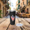 Flag Wrapped Cross Stainless Steel Tumbler, Patriotic Cup, 22oz Insulated Mug, Christian Coffee Travel Flask, Religious Gift