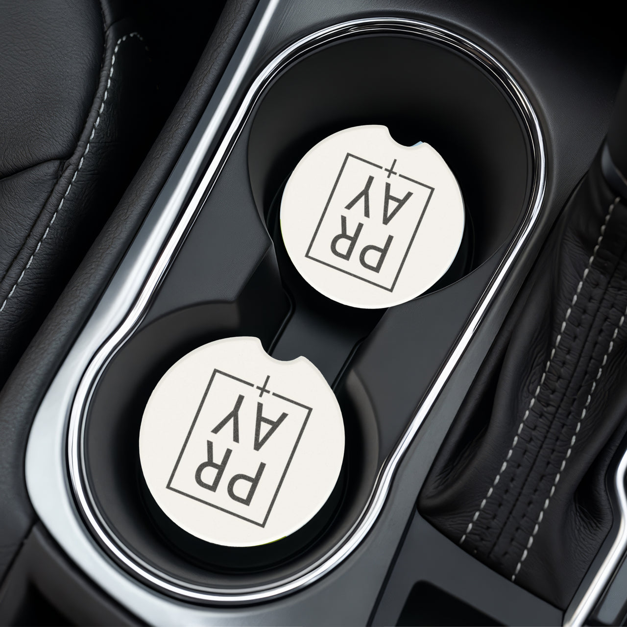 Pray + Cross Soapstone Car Coaster