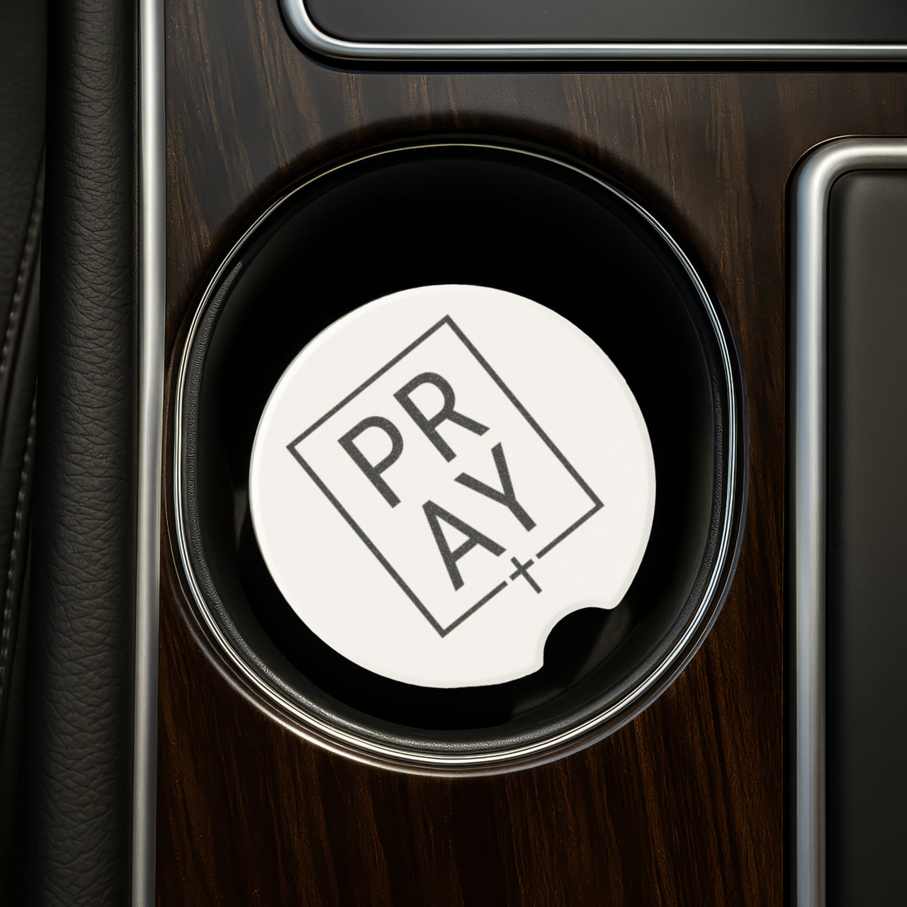 Pray + Cross Soapstone Car Coaster