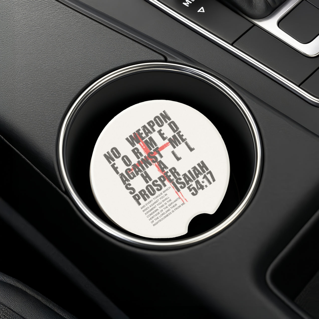 Isaiah 54:17, No Weapon Formed Against Me Soapstone Car Coaster
