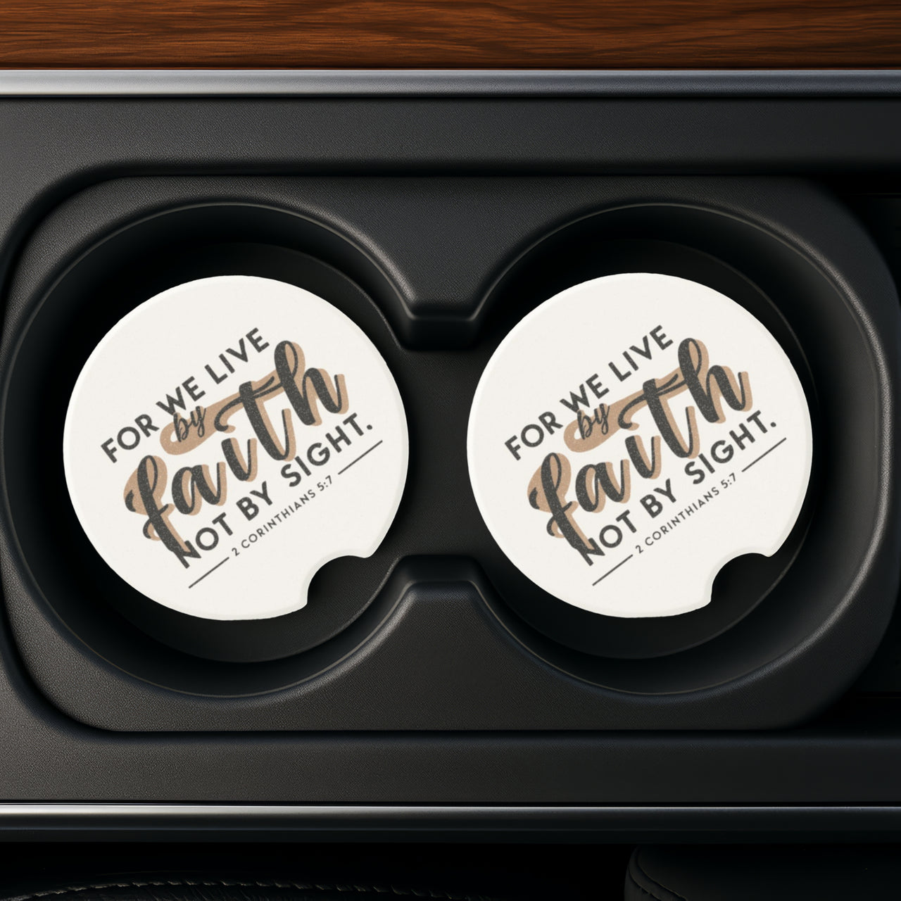 For We Live By Faith, Not By Sight Soapstone Car Coaster