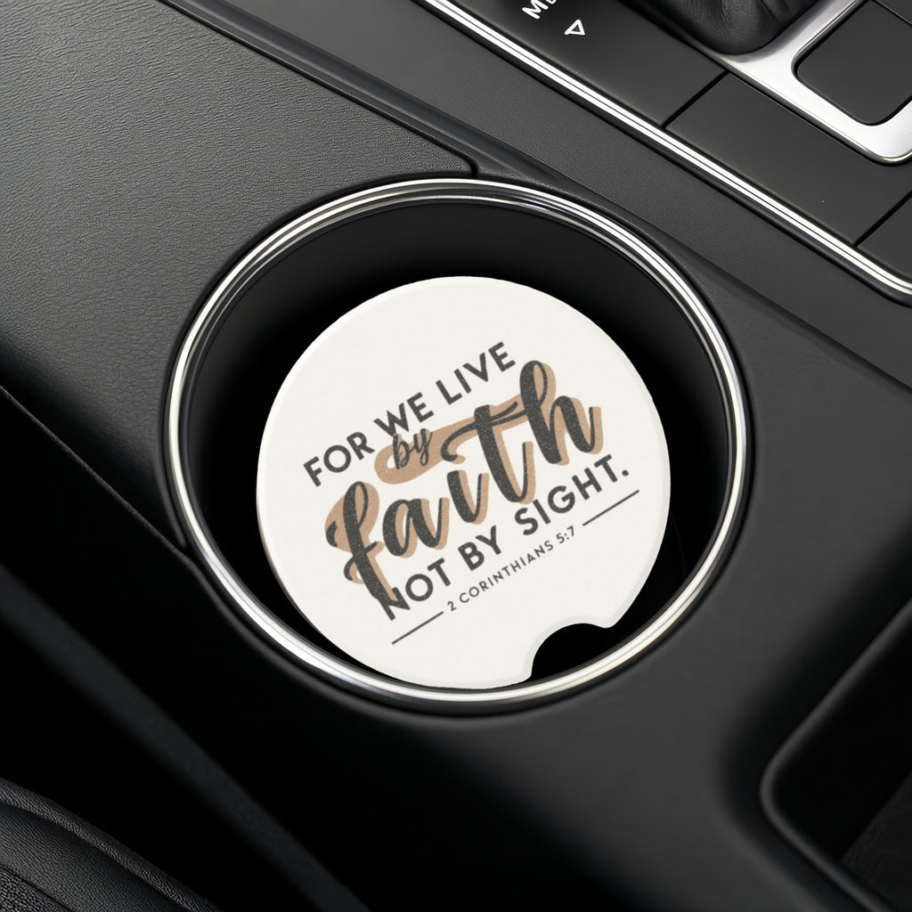 For We Live By Faith, Not By Sight Soapstone Car Coaster