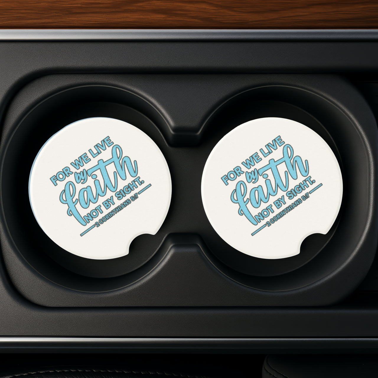 For We Live By Faith, Not By Sight Soapstone Car Coaster