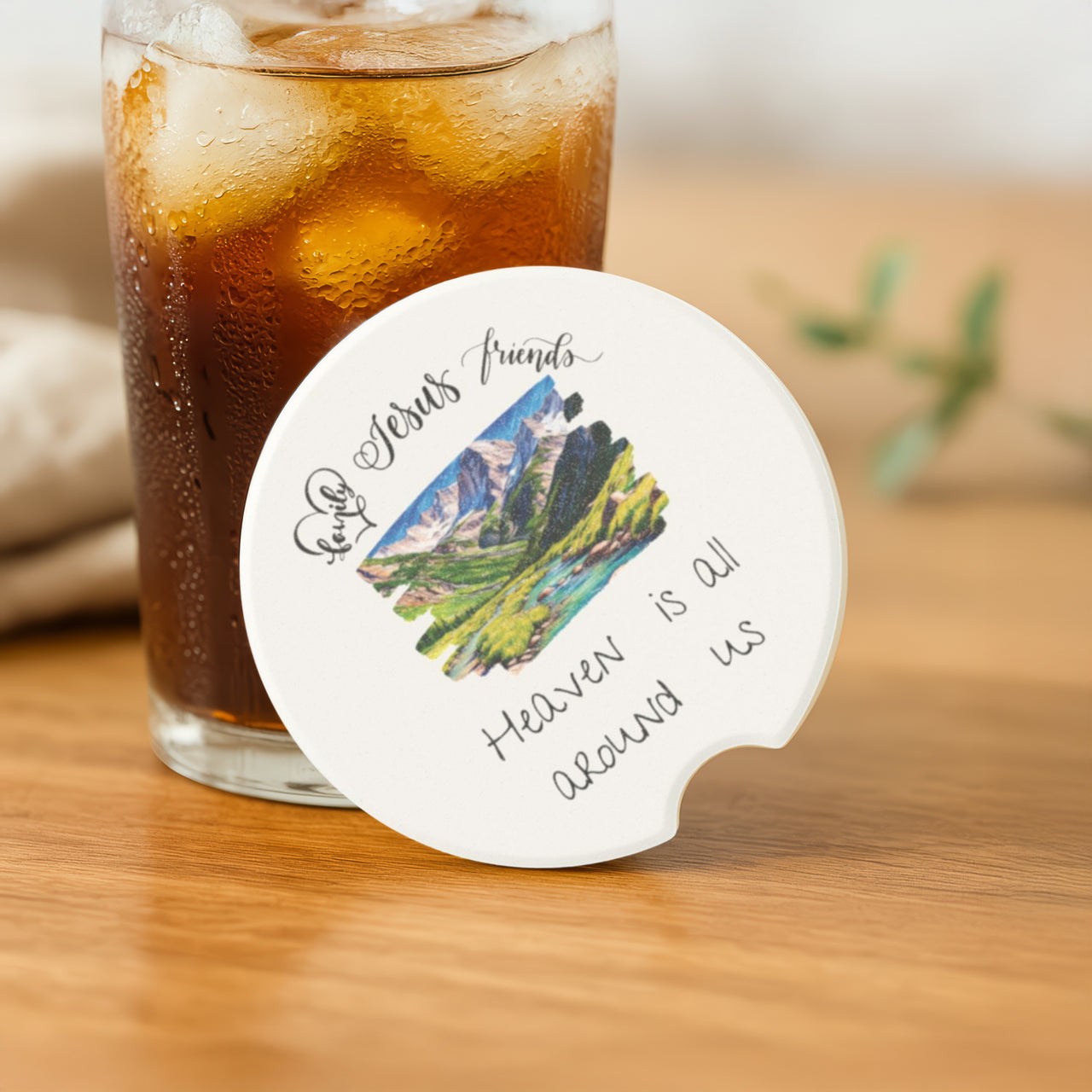 Heaven Is All Around Us Soapstone Car Coaster