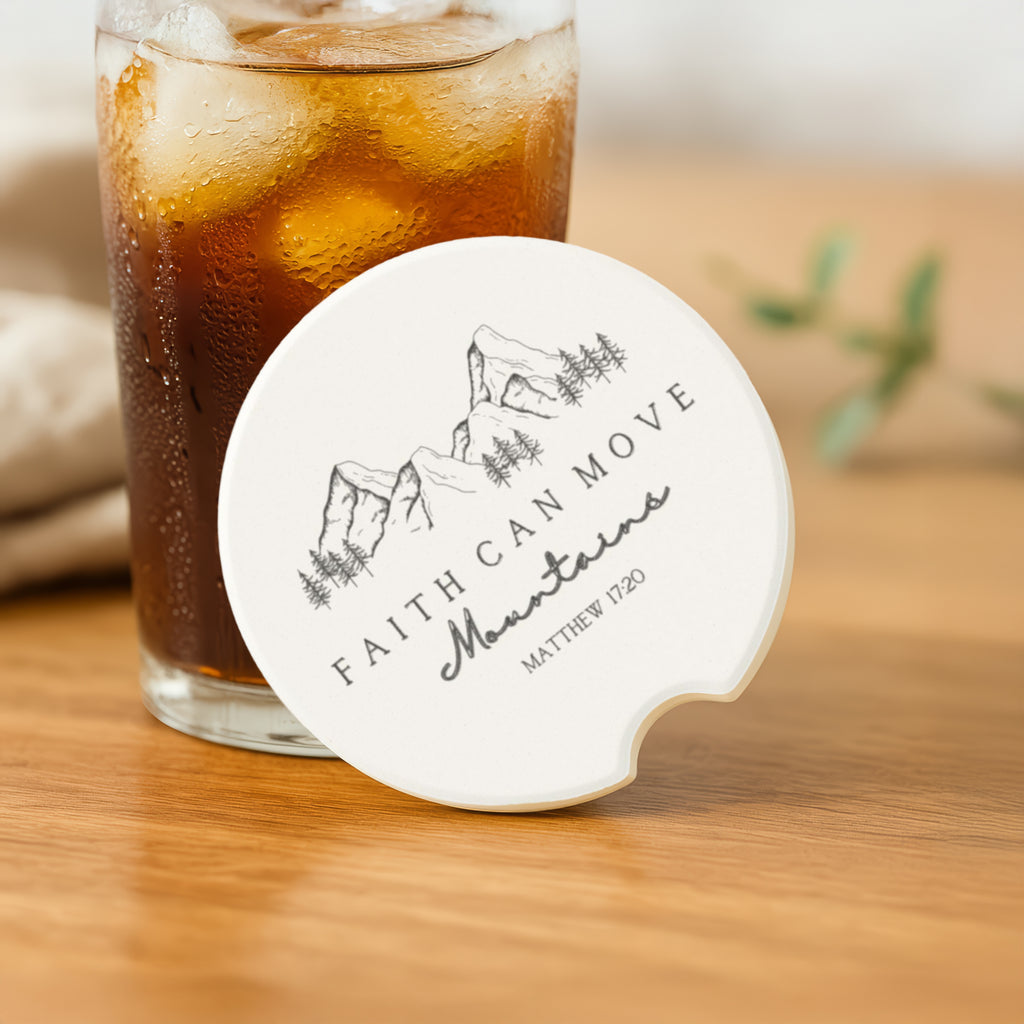 Faith Can Move Mountains Soapstone Car Coasters