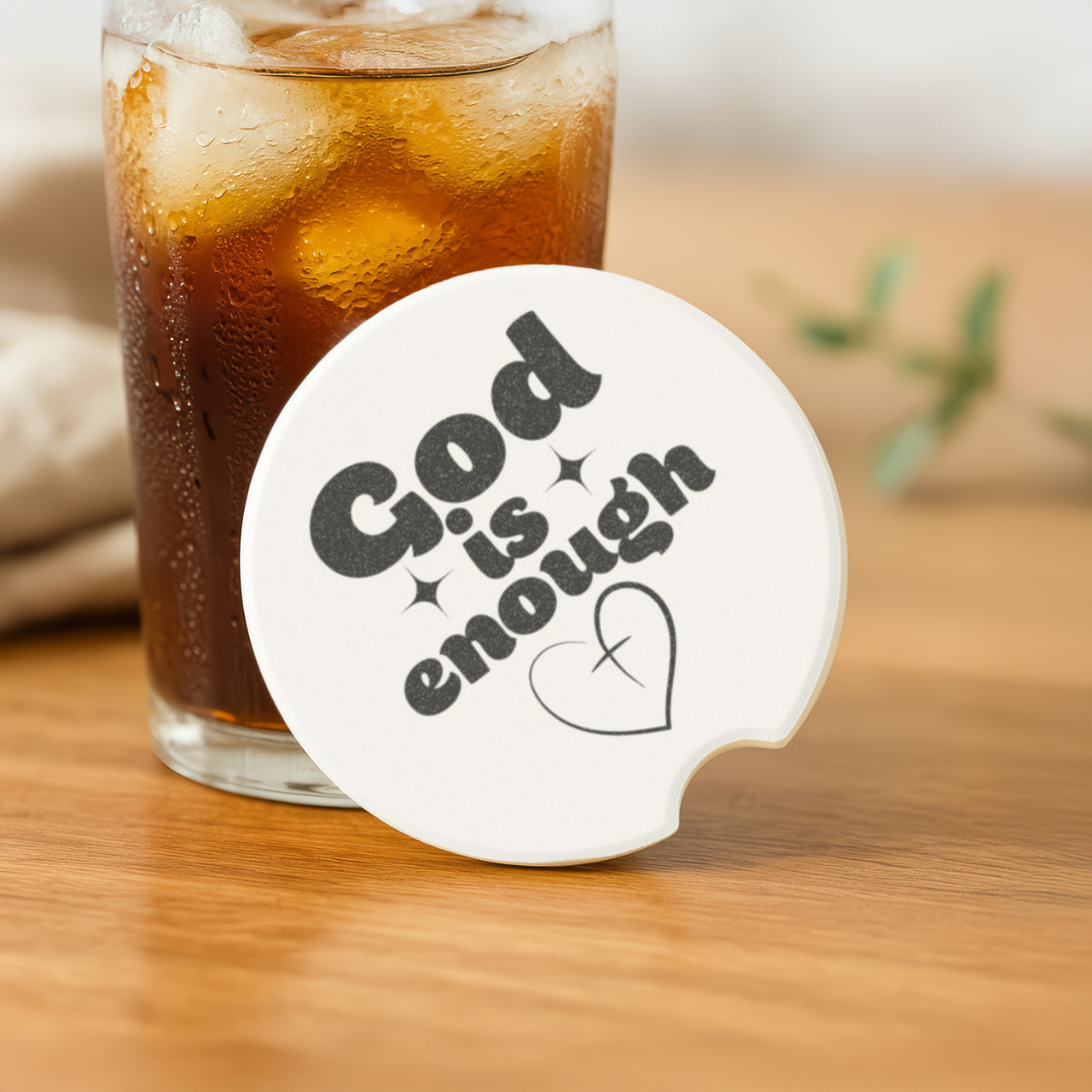 God is Enough Soapstone Car Coaster
