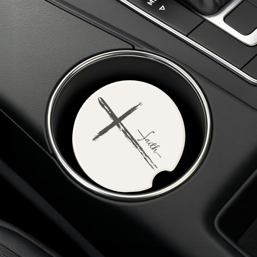 Cross With Faith Soapstone Car Coasters