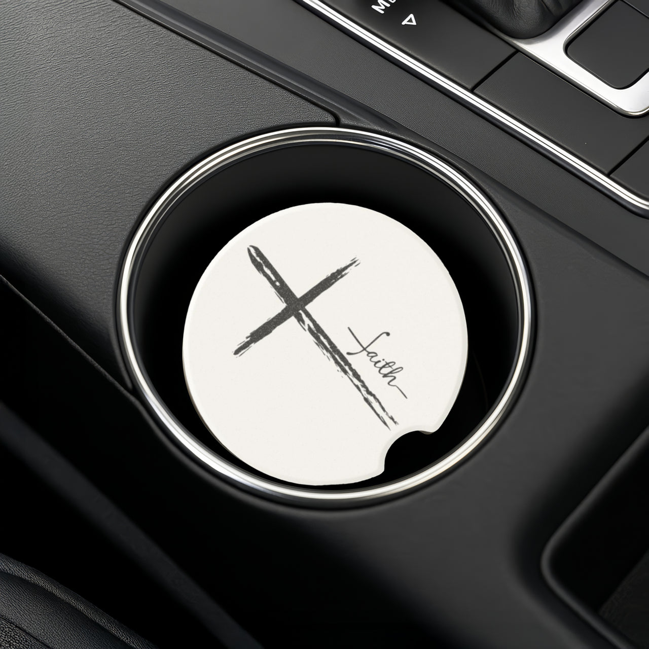 Cross With Faith Soapstone Car Coasters