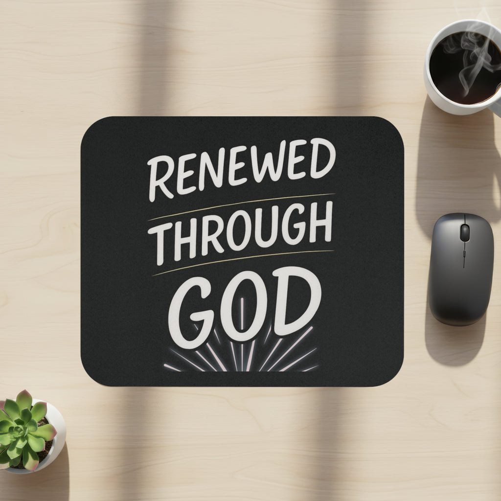 Renewed Through God Inspirational Mouse Pad – Christian Desk Accessory, Faith-Based Office Décor, Encouraging Gift