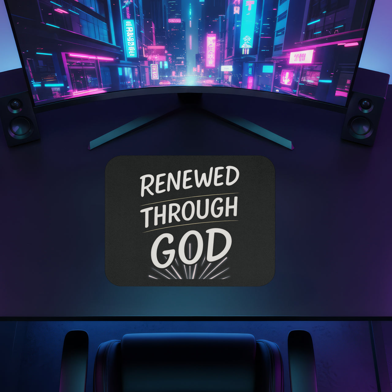Renewed Through God Inspirational Mouse Pad – Christian Desk Accessory, Faith-Based Office Décor, Encouraging Gift