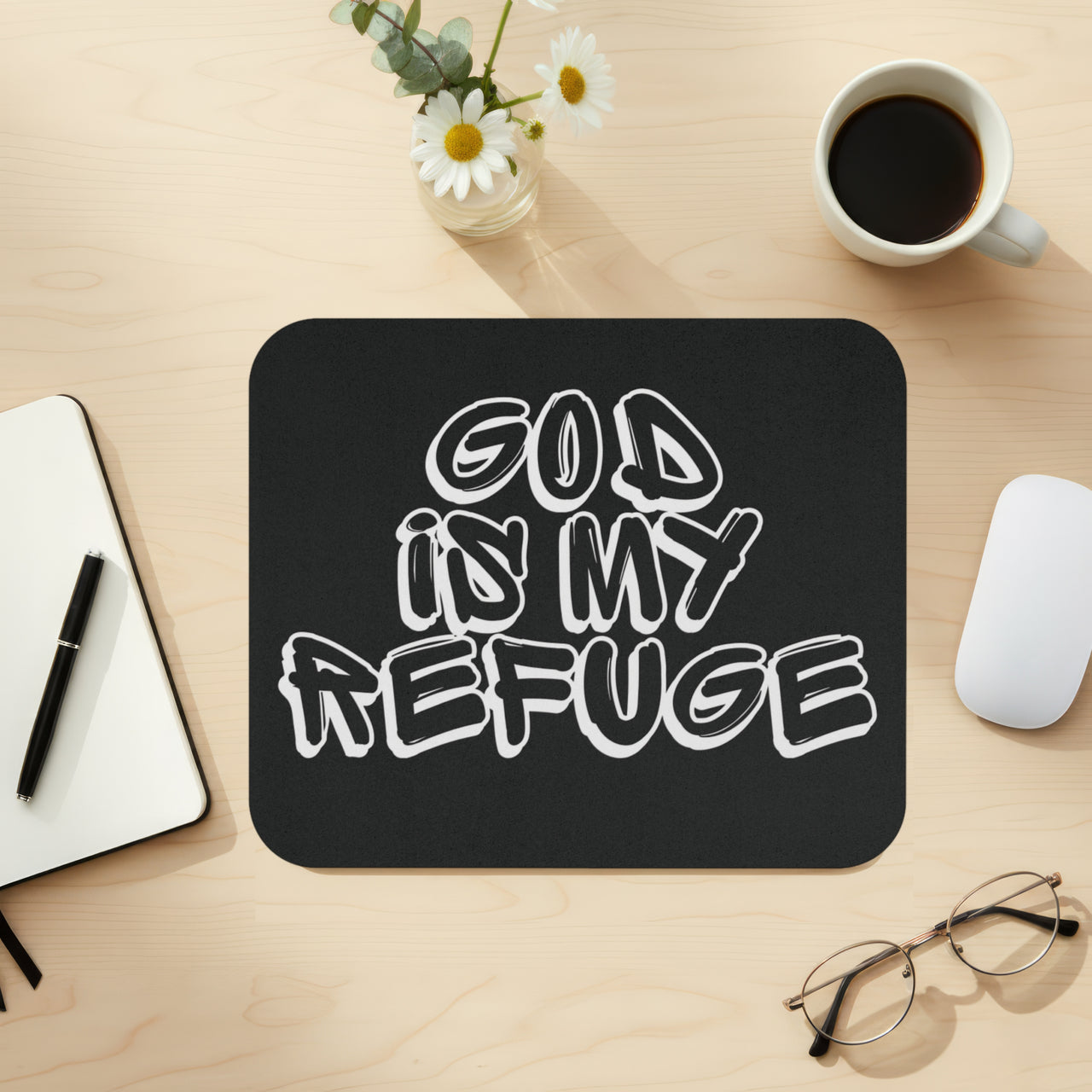 God is My Refuge – Christian Scripture Mouse Pad