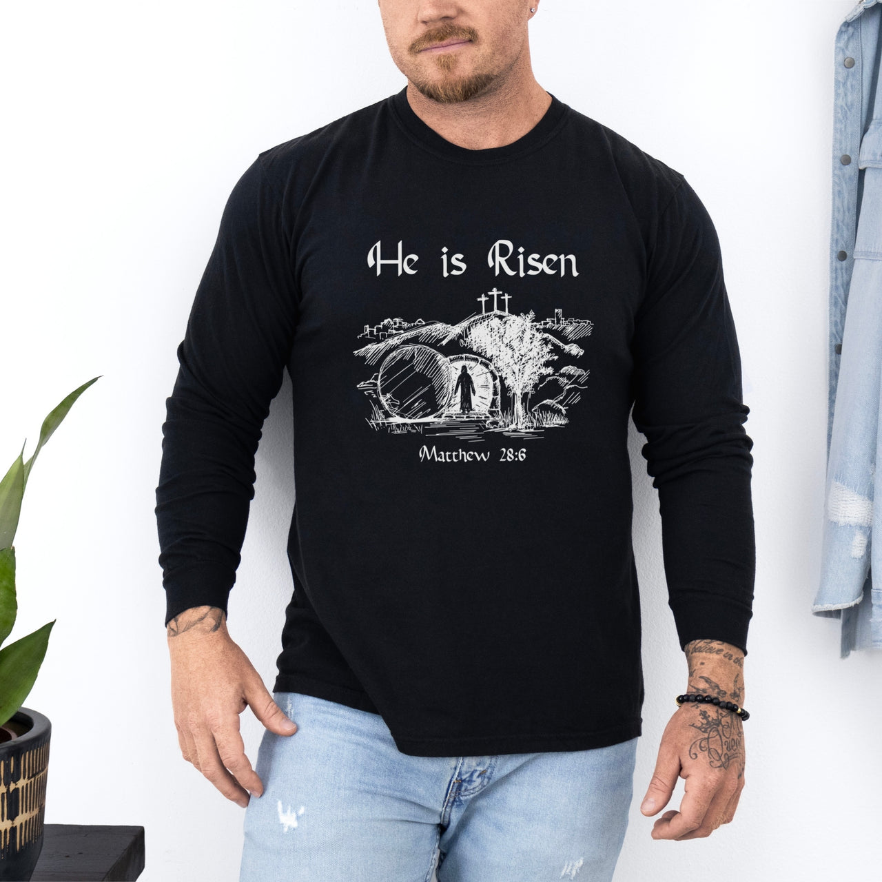 He Is Risen Unisex Relaxed Fit Long Sleeve T-Shirt