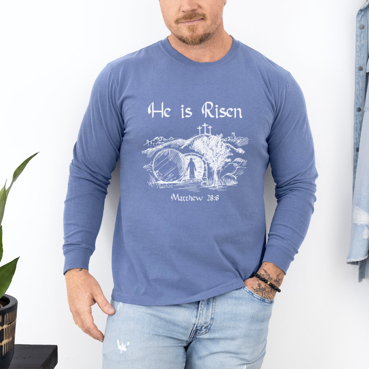 He Is Risen Unisex Relaxed Fit Long Sleeve T-Shirt