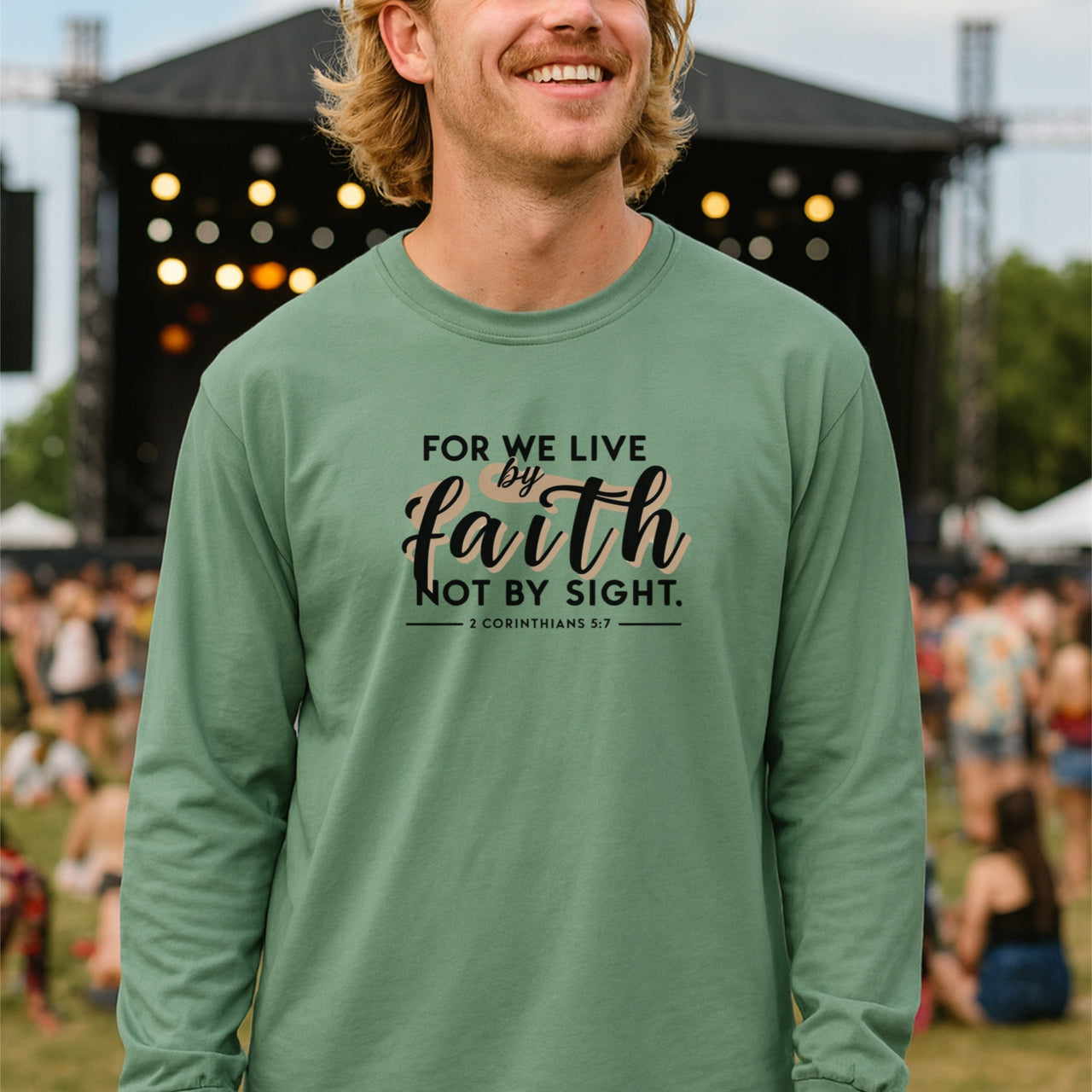 For We Live By Faith Not By Sight Unisex Relaxed Fit Long Sleeve T-Shirt