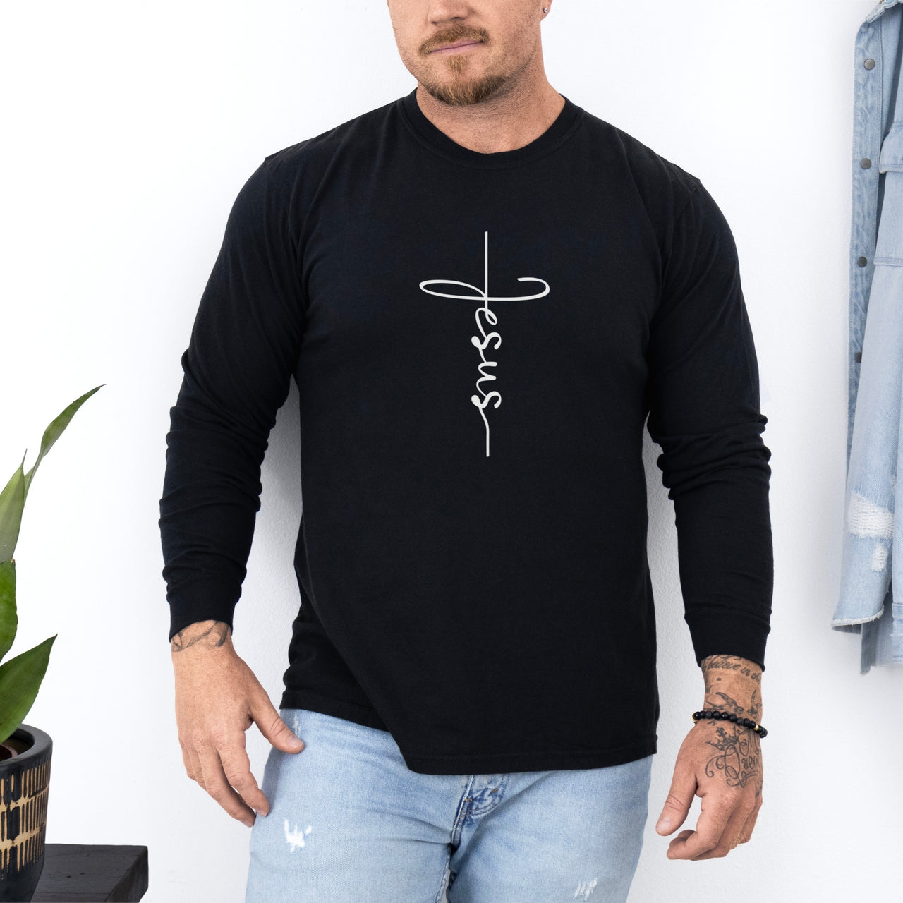 Jesus Cross Unisex Relaxed Fit Long Sleeve T-Shirt