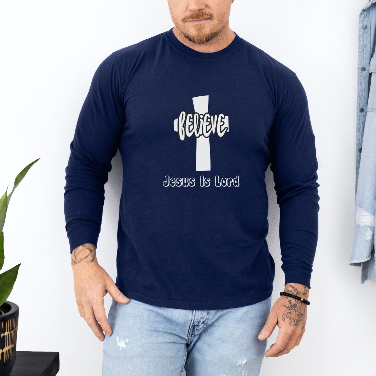 Believe Jesus Is Lord Unisex Relaxed Fit Long Sleeve T-Shirt