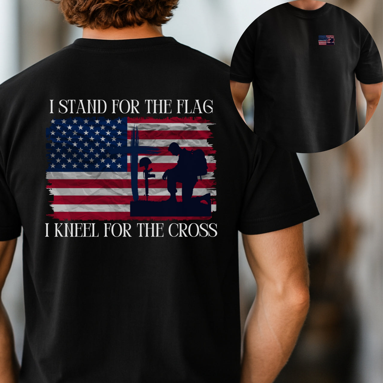 I Stand for the Flag, Kneel for the Cross Unisex Relaxed Fit T-Shirt