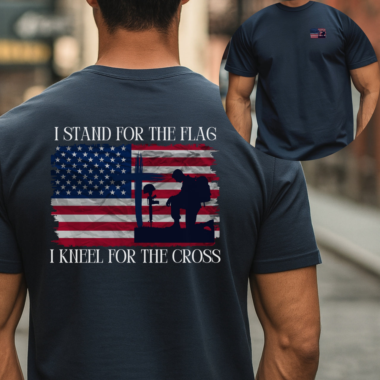 I Stand for the Flag, Kneel for the Cross Unisex Relaxed Fit T-Shirt