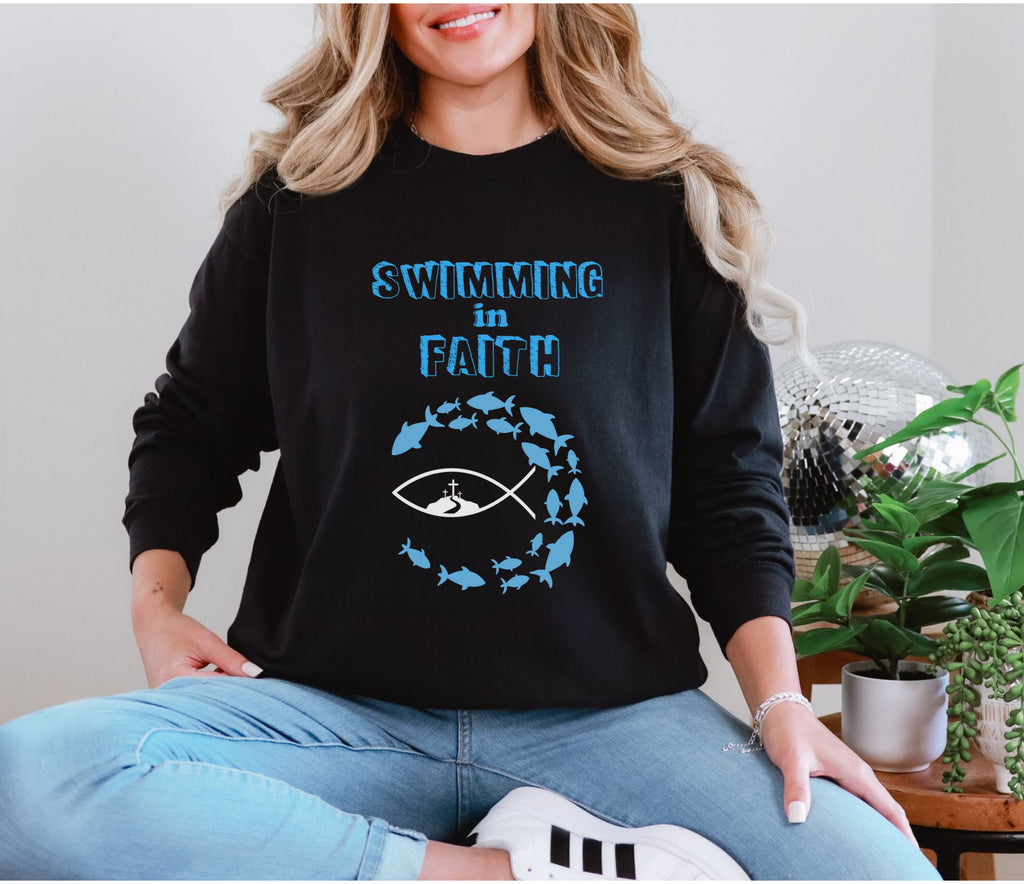 Swimming in Faith Unisex Relaxed Fit Long Sleeve T-Shirt