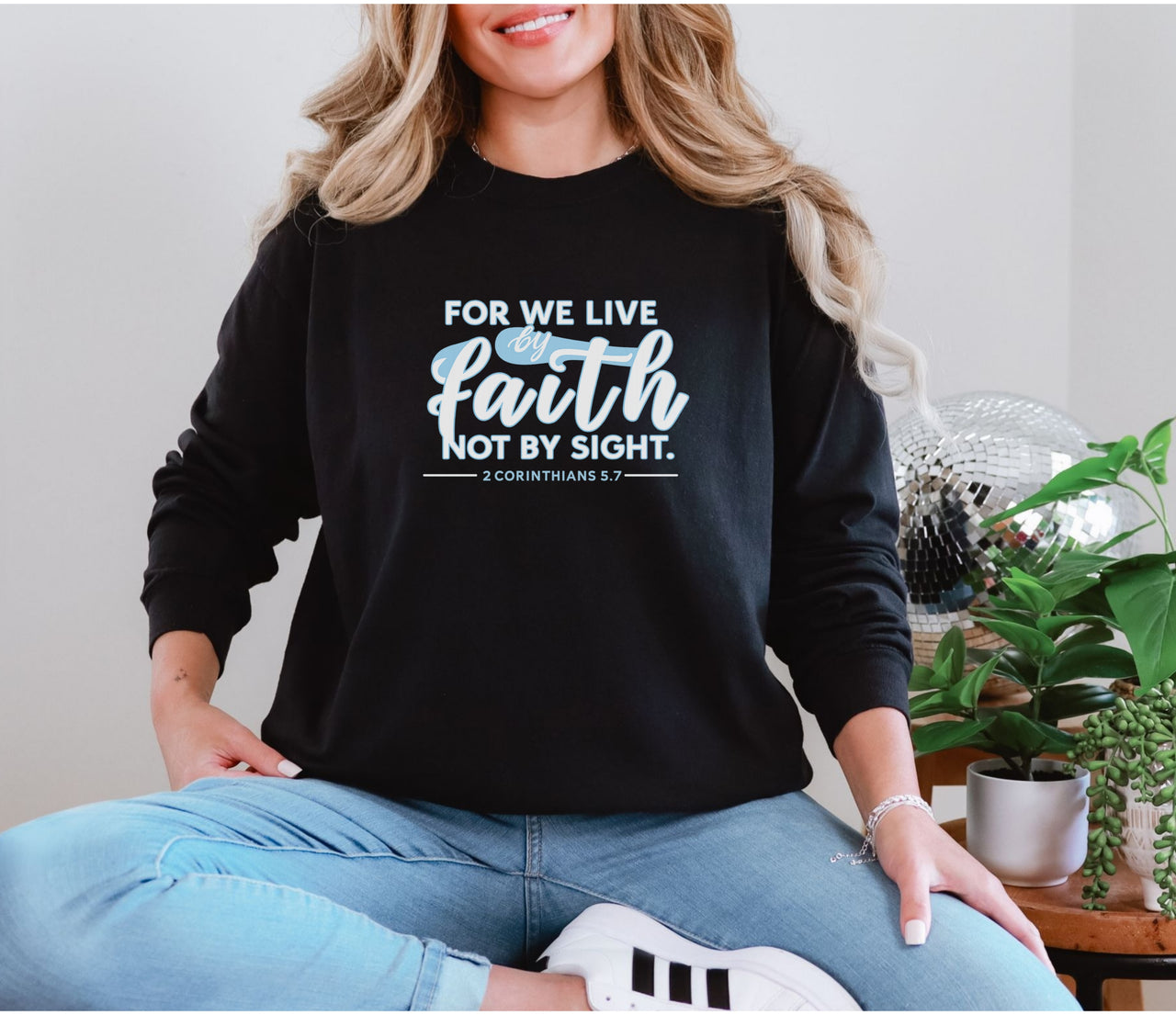 For We Live By Faith Not By Sight Unisex Relaxed Fit Long Sleeve T-Shirt