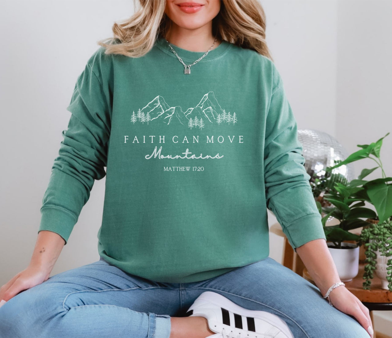 Faith Can Move Mountains Unisex Relaxed Fit Long Sleeve T-Shirt