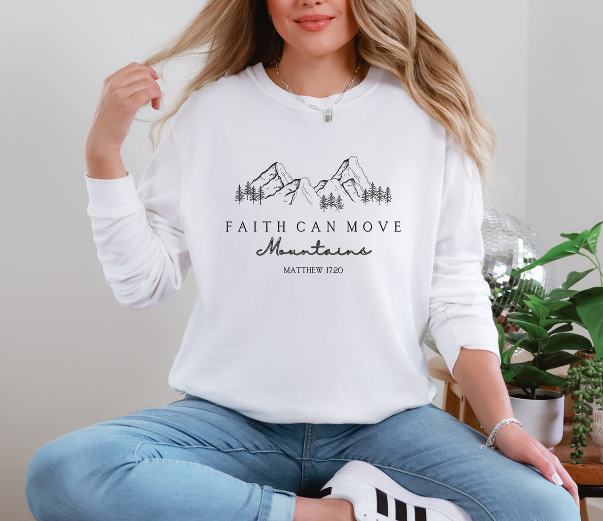 Faith Can Move Mountains Comfort Colors Long Sleeve T-Shirt