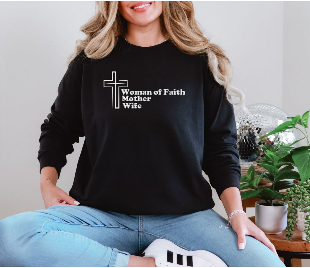 Woman of Faith, Mother, Wife Unisex Relaxed Fit Long Sleeve T-Shirt