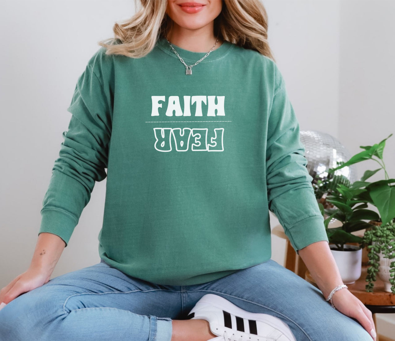 Faith Over Fear Unisex Relaxed Fit Long Sleeve T-Shirt