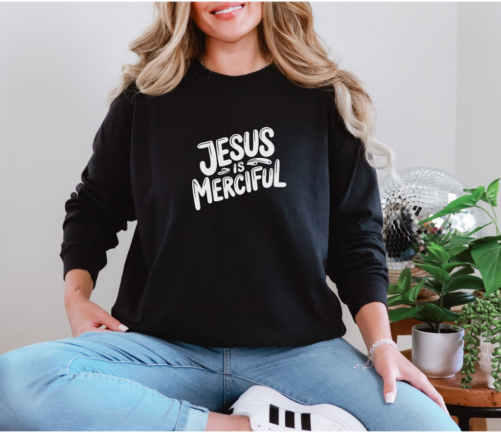 Jesus is Merciful Unisex Relaxed Fit Long Sleeve T-Shirt