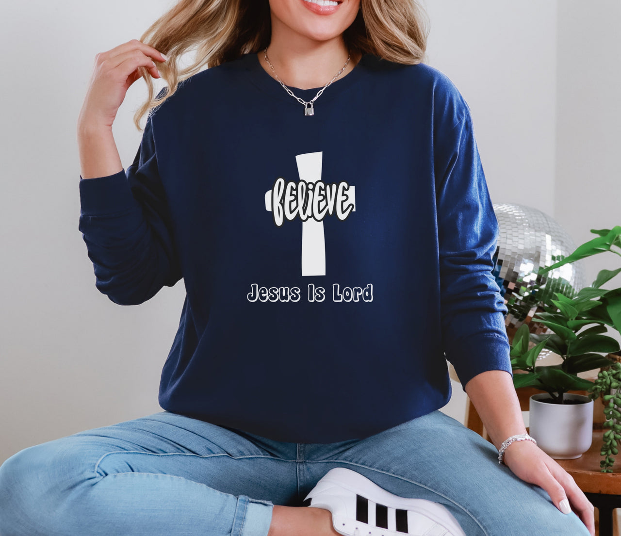 Believe Jesus Is Lord Unisex Relaxed Fit Long Sleeve T-Shirt