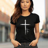 Cross With Faith Women's Favorite T-Shirt, Cross Design Tee, Inspirational Graphic Shirt, Religious Apparel for Everyday Wear, Gift for Her