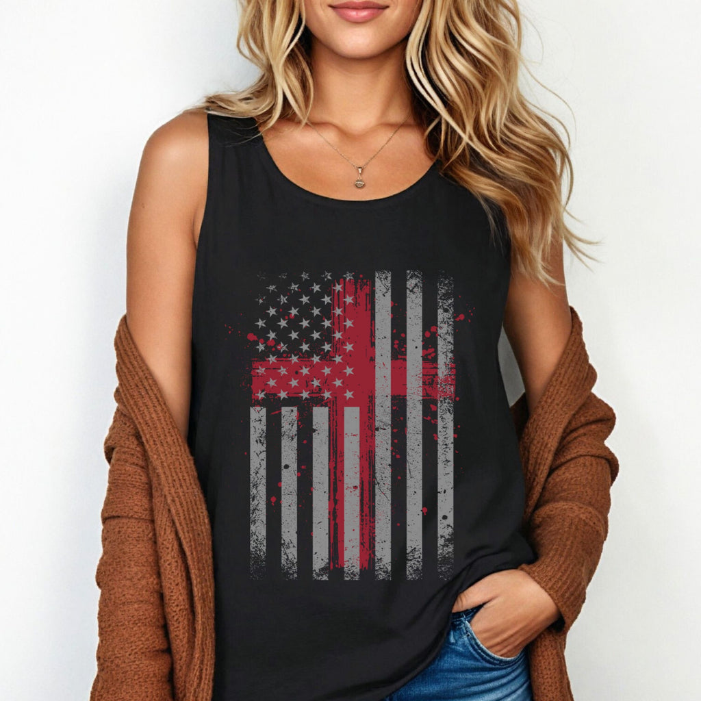 Flag With Cross Unisex Relaxed Fit Tank Top
