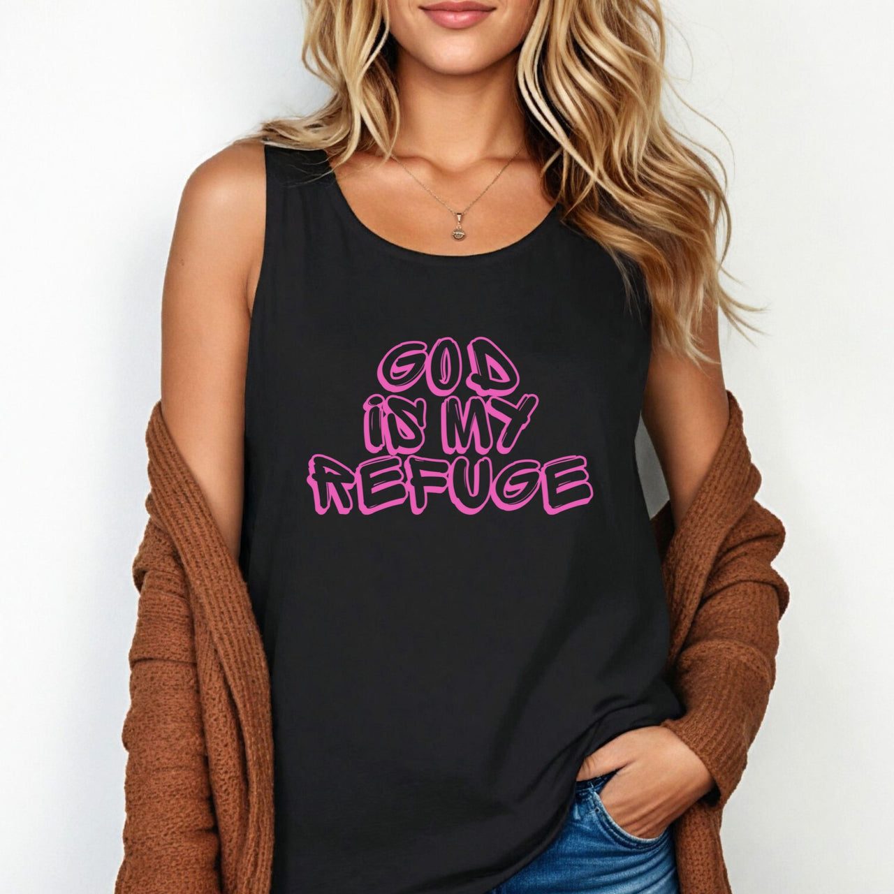 God is My Refuge Unisex Relaxed Fit Tank Top