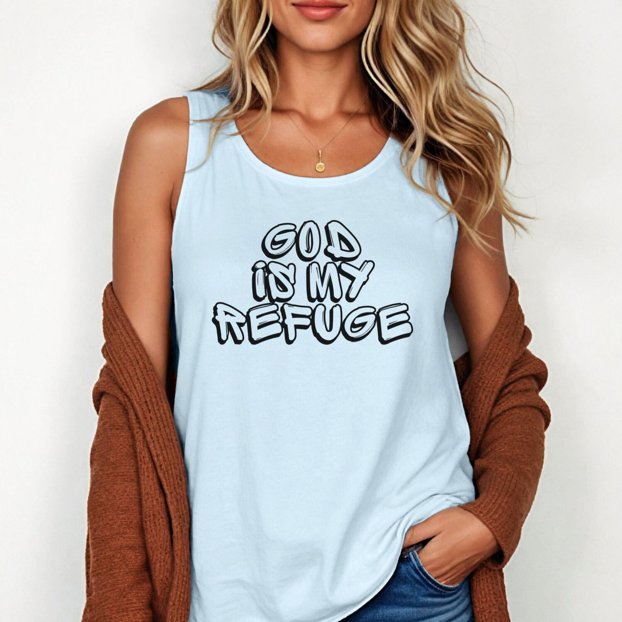 God is My Refuge Unisex Relaxed Fit Tank Top