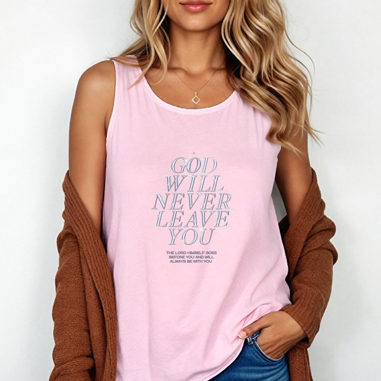 God Will Never Leave Unisex Relaxed Fit Tank Top