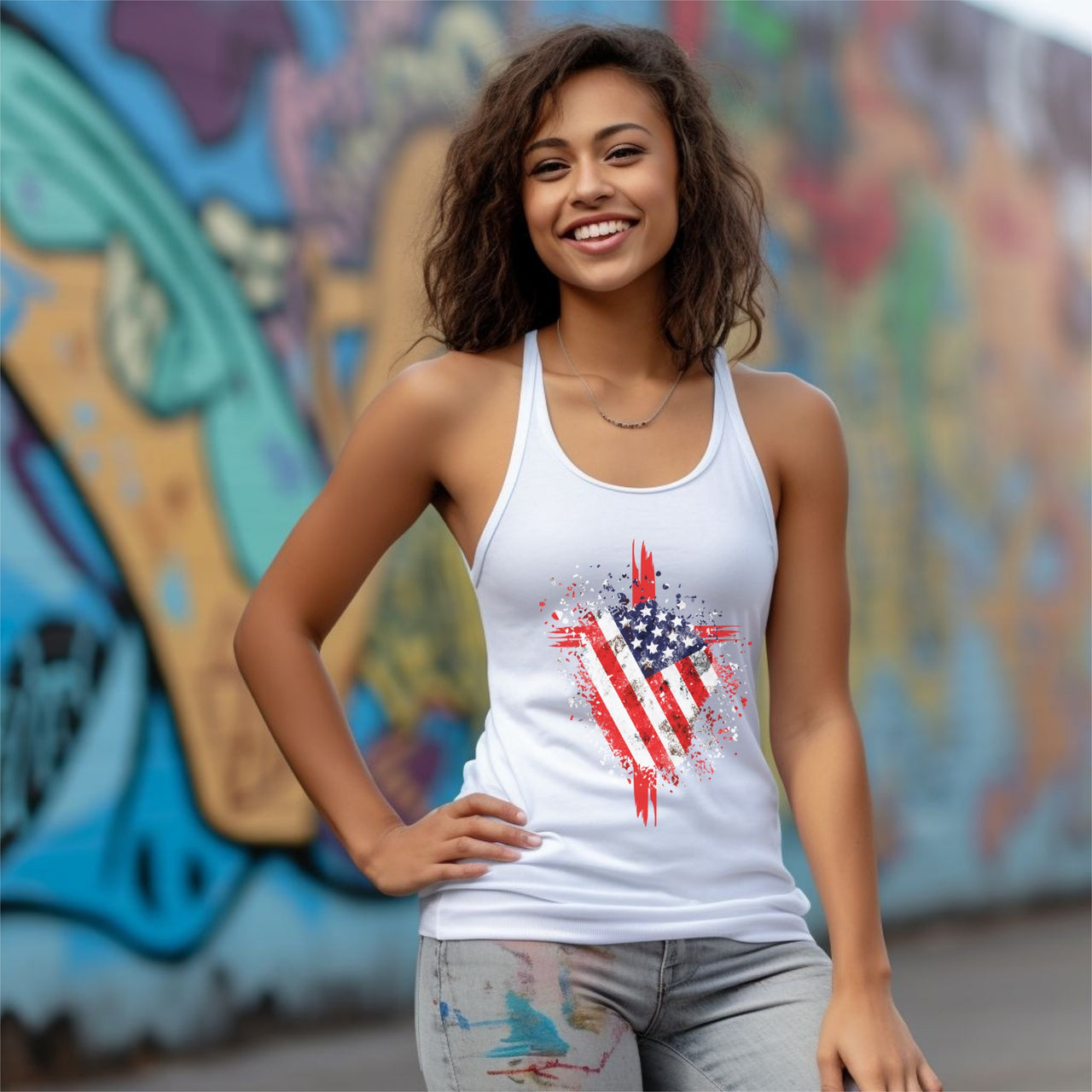 Flag Wrapped Cross Unisex True-to-Size Tank Top