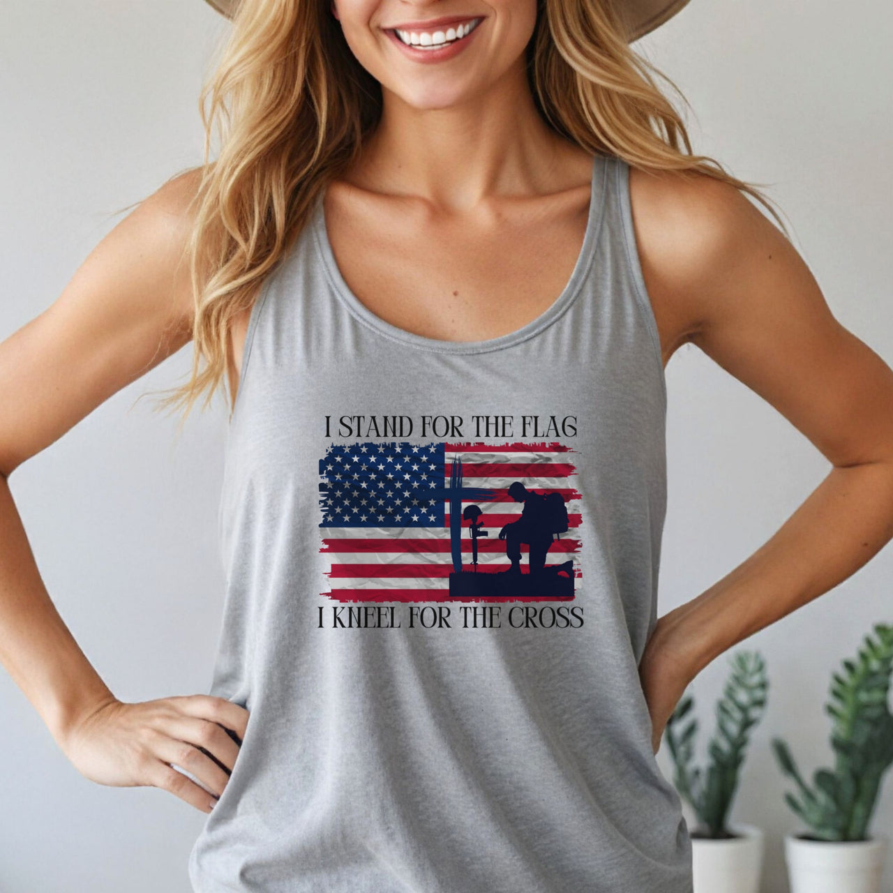 I Stand for the Flag, I Kneel for the Cross Unisex True-to-Size Tank Top