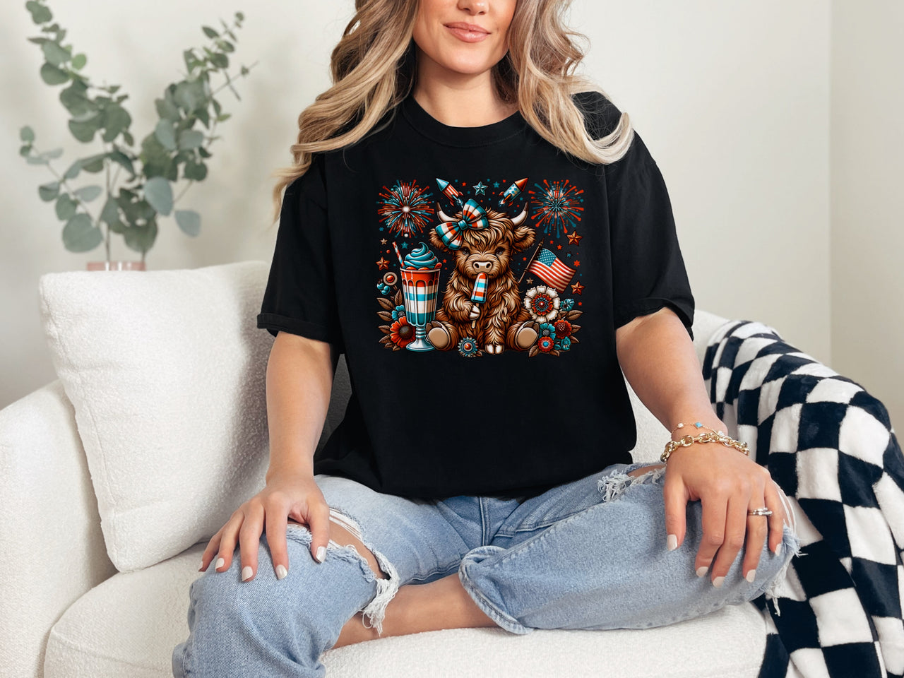 July 4th Cow Unisex Relaxed Fit T-Shirt