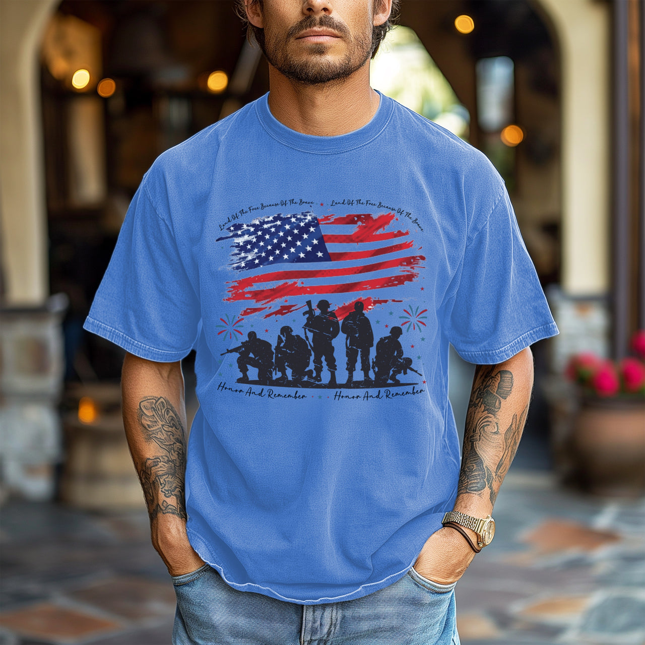Land of the Free Unisex Garment-Dyed T-shirt