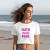 Faith Over Fear Pink Women's Crop Tee | Faith Apparel | Scripture Shirt | Bible Verse Tee | Faith Over Fear | Religious Gift | Christian Tee