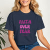 Faith Over Fear Pink Women's Crop Tee | Faith Apparel | Scripture Shirt | Bible Verse Tee | Faith Over Fear | Religious Gift | Christian Tee