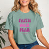 Faith Over Fear Pink Women's Crop Tee | Faith Apparel | Scripture Shirt | Bible Verse Tee | Faith Over Fear | Religious Gift | Christian Tee